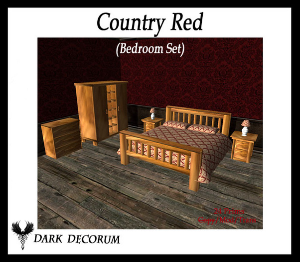 Second Life Marketplace Luxury Country Red Bedroom Set
